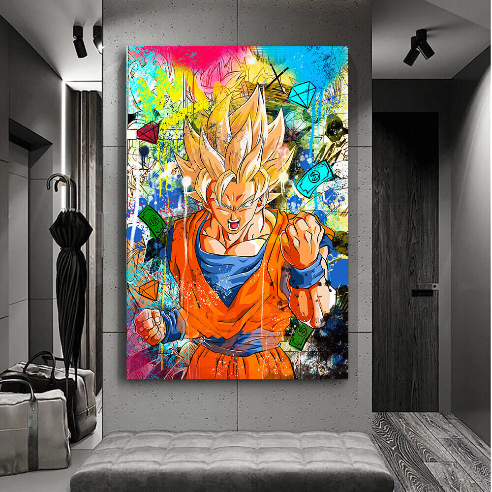 Leinwand Bilder Dragon Ball Z Goku PopArt Wandbilder -Hochwertiger Kunstdruck B8455