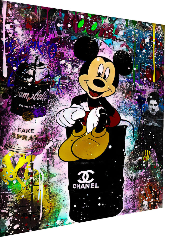 Leinwand Bilder Micky Maus Spraydose Pop Art Wandbilder-Hochwertiger Kunstdruck B8332