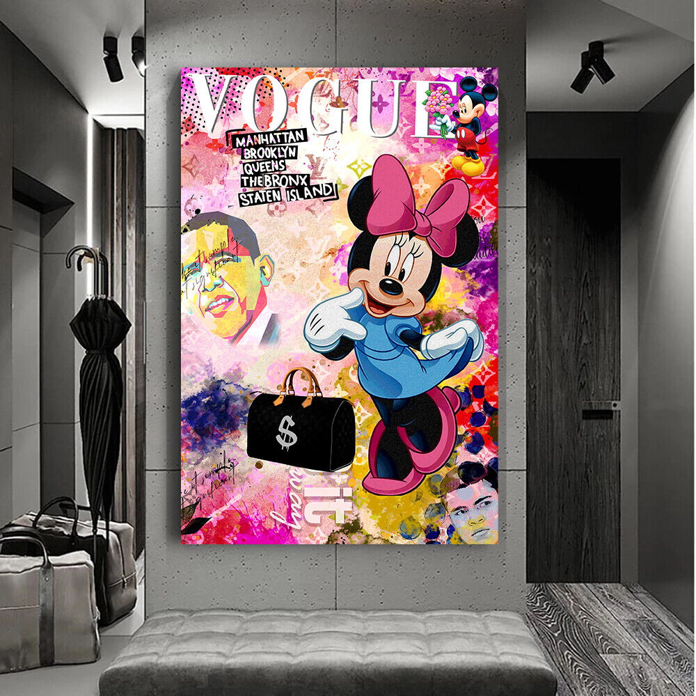 Leinwand Bilder Minnie Maus Tasche Pop Art Wandbilder -Hochwertiger Ku –  Magic Canvas Art