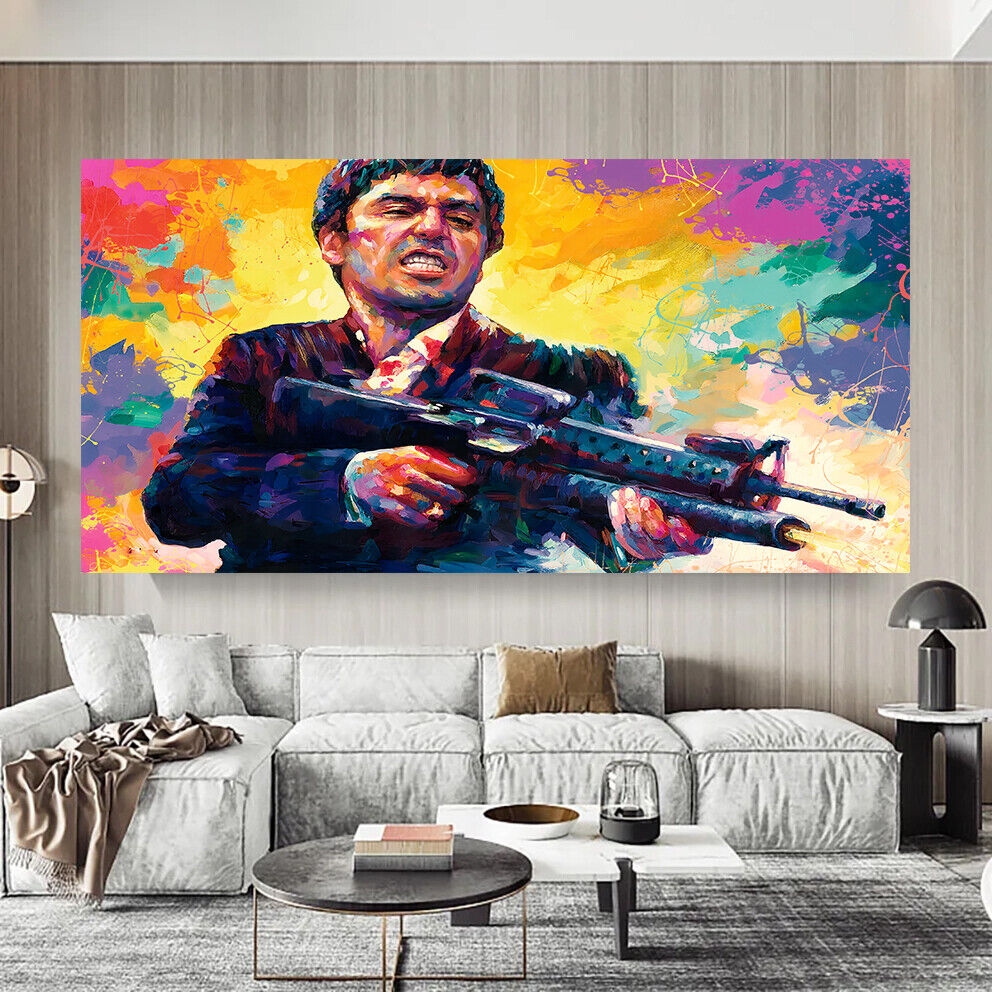 Leinwand Bilder Tony Montana Pop Art Wandbilder -Hochwertiger Kunstdruck B8465