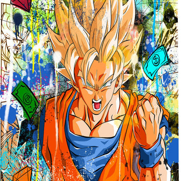 Leinwand Bilder Dragon Ball Z Goku PopArt Wandbilder -Hochwertiger Kunstdruck B8455