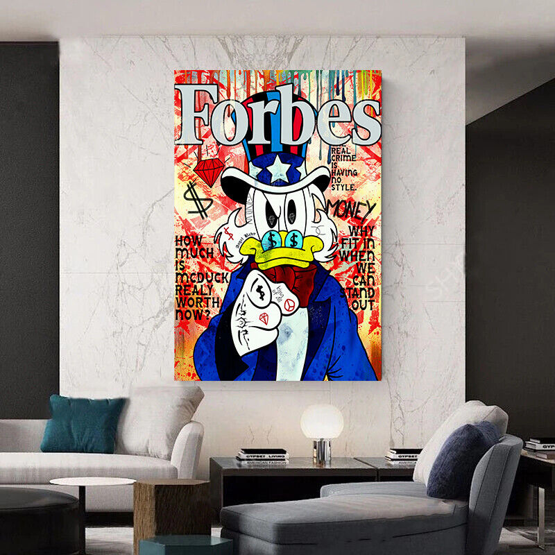 Leinwand Bilder Dagobert Duck Forbes Pop Art Wandbilder-Hochwertiger Kunstdruck B8424