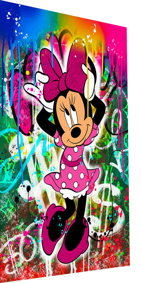 Leinwand Bilder Minnie Maus Schleife Pop Art Wandbilder-Hochwertiger Kunstdruck B8432