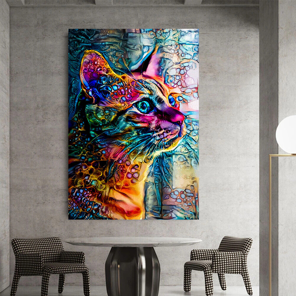 Leinwand Bilder Abstrakte Katze Tiere Wandbilder -Hochwertiger Kunstdruck B8376