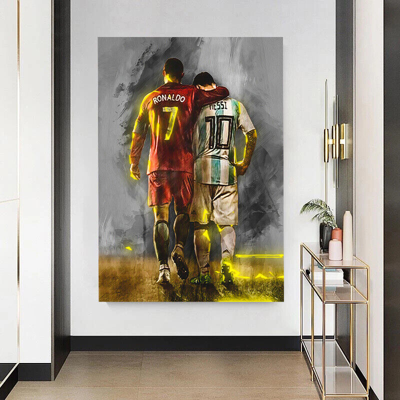 Leinwand Bilder Messi Ronaldo Pop Art Wandbilder -Hochwertiger Kunstdruck B8385