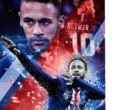 Leinwand Bilder Neymar  Fußball Pop Art Wandbilder -Hochwertiger Kunstdruck B8386