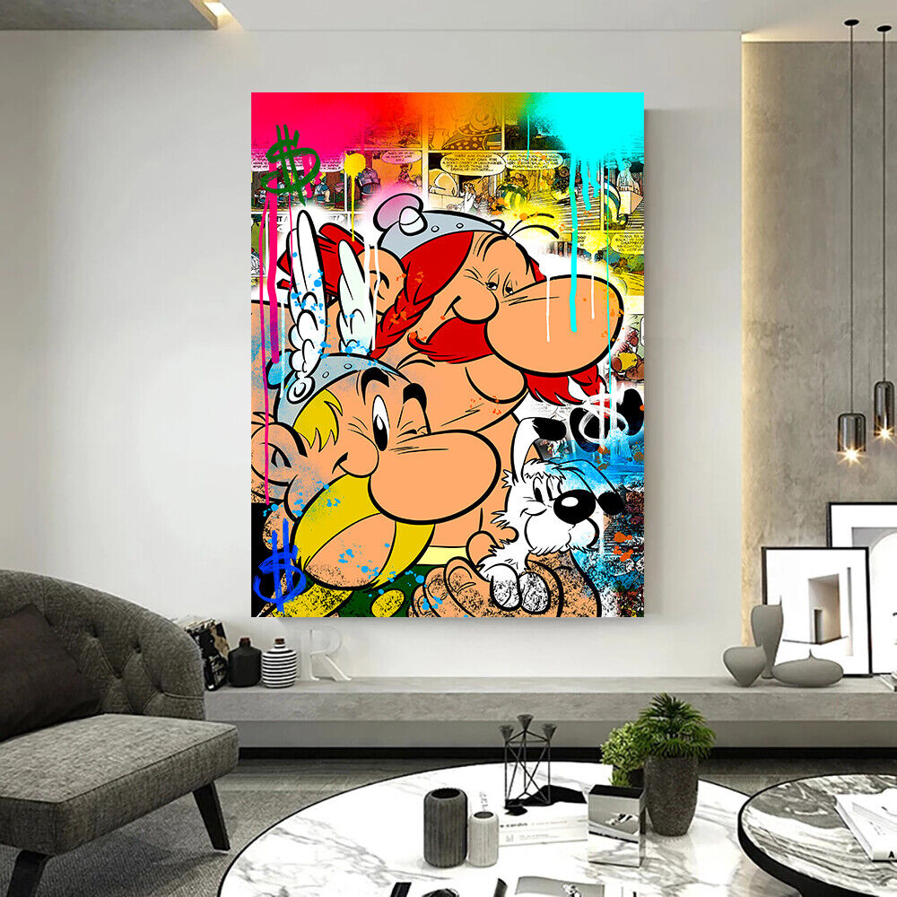 Leinwand Bilder Asterix Obelix  Pop Art Wandbilder -Hochwertiger Kunstdruck B8477