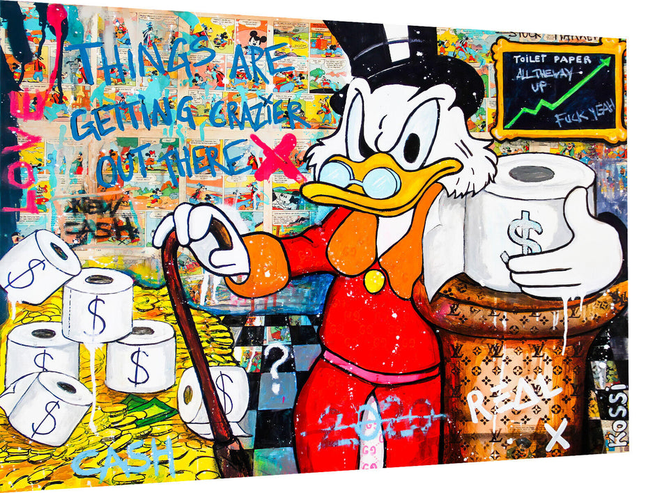 Leinwand Bilder Dagobert Duck Grazier Pop Art Wandbilder-Hochwertiger Kunstdruck B8318