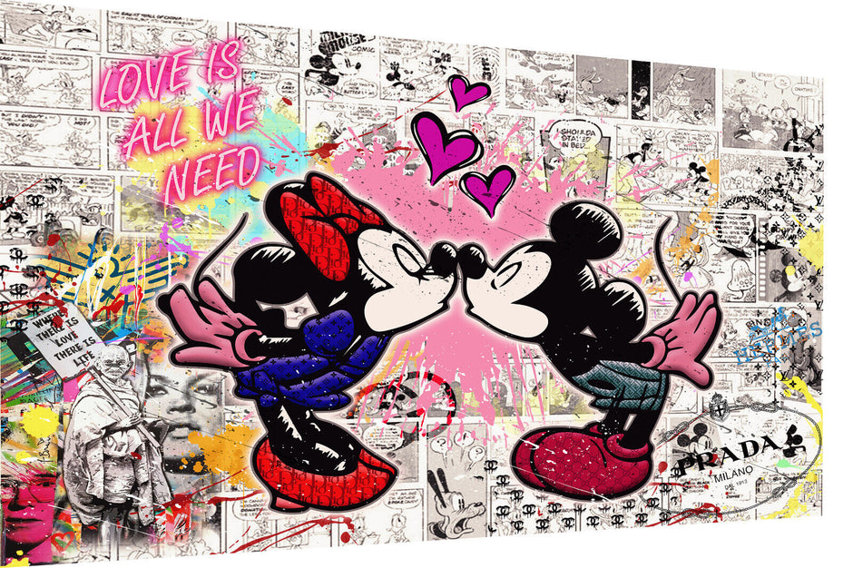 Leinwand Bilder Micky Minnie Maus Pop Art Wandbilder -Hochwertiger Kunstdruck B8430