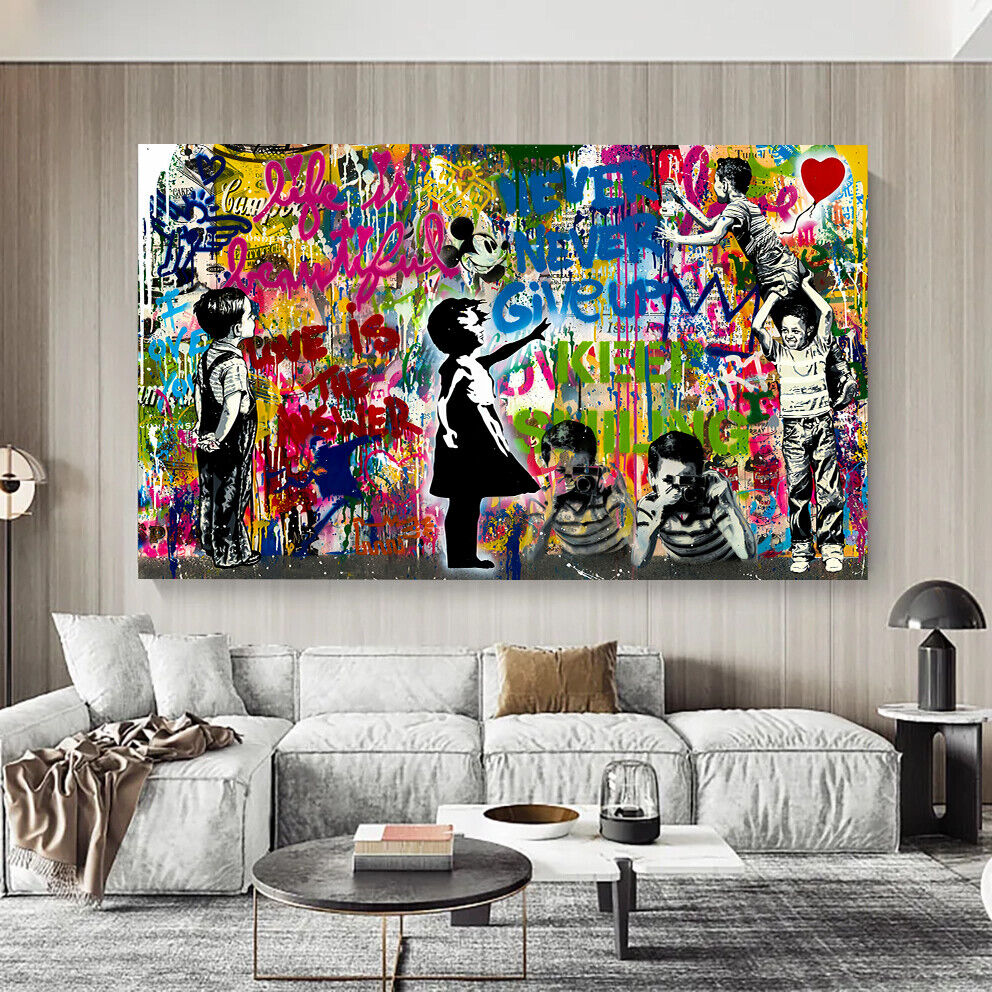 Leinwand Bilder Never give up Love Pop Art Wandbilder -Hochwertiger Kunstdruck B8366