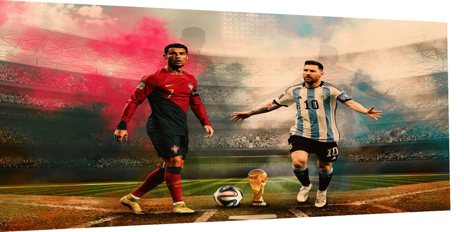 Leinwand Bilder Lionel Messi Ronaldo Pop Art Wandbilder -Hochwertiger Kunstdruck B8426