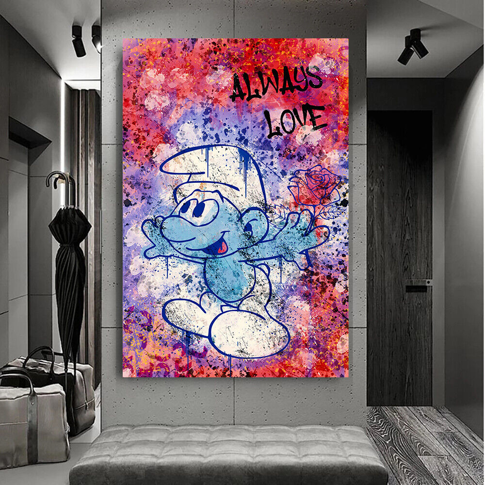 Leinwand Bilder Schlumpf Always Love Pop Art Wandbilder -Hochwertiger Kunstdruck B8472