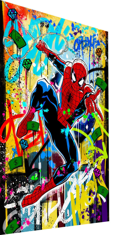 Leinwand Bilder Spider-Man Graffiti Pop Art Wandbilder -Hochwertiger Kunstdruck B8494