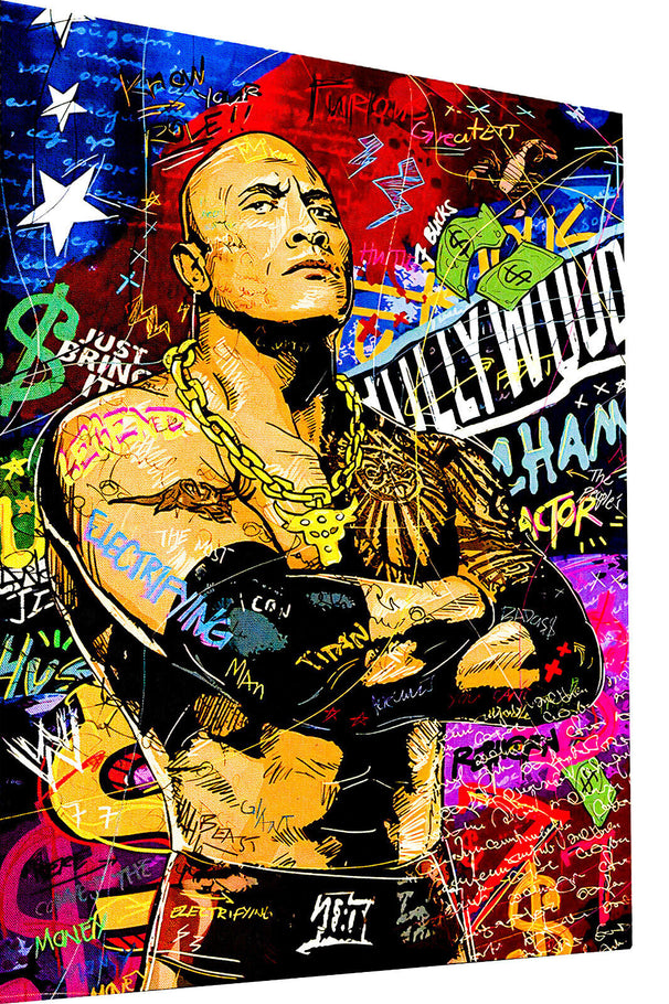 Leinwand Bilder Dwayne Johnson Pop Art Wandbilder -Hochwertiger Kunstdruck B8378