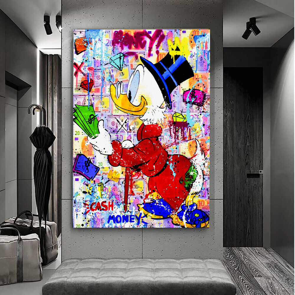 Magic Canvas Art - Bilder Dagobert Duck Pop Art Leinwandbild 1- teilig  Hochwertiger Kunstdruck modern Wandbilder Wanddekoration Design Wand Bild