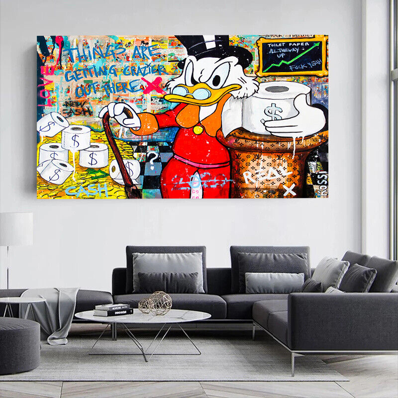 Leinwand Bilder Dagobert Duck Grazier Pop Art Wandbilder-Hochwertiger Kunstdruck B8318