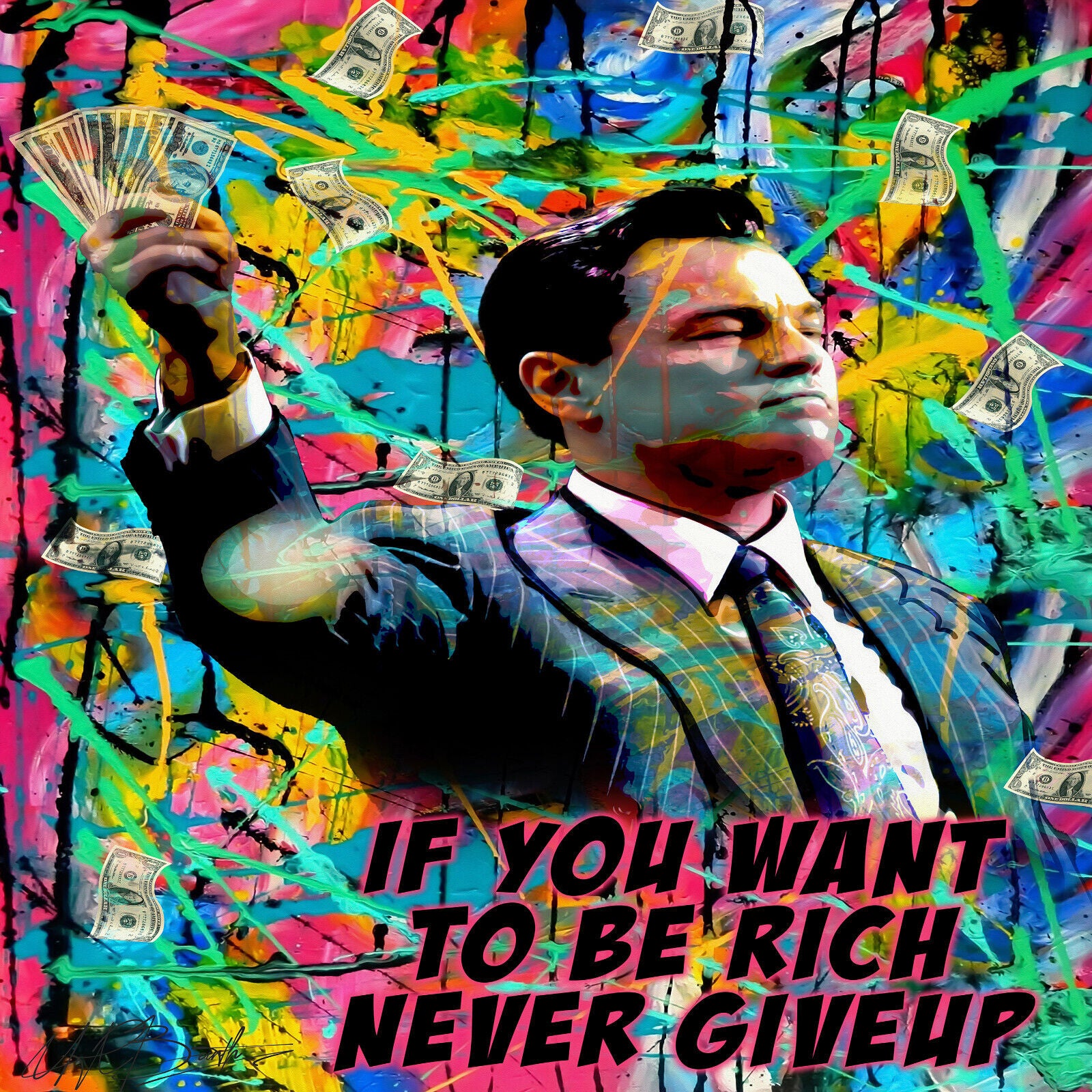 Leinwand Bilder Wolf of Wall Street Pop Art Wandbilder -Hochwertiger Kunstdruck B8497