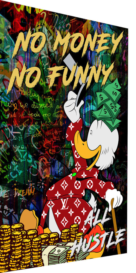 Leinwand Bilder Duck  No Money Funny Pop Art Wandbilder-Hochwertiger Kunstdruck B8422