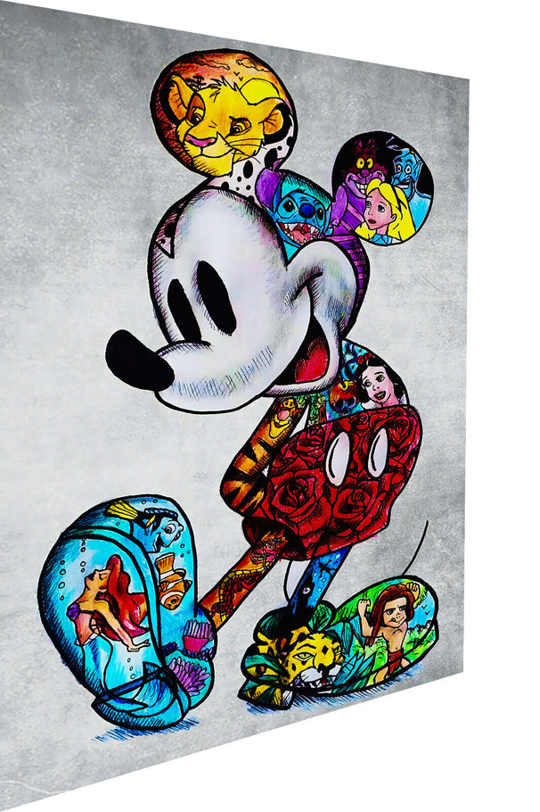 Leinwand Bilder Micky Maus Figuren Pop Art Wandbilder-Hochwertiger Kunstdruck B8336