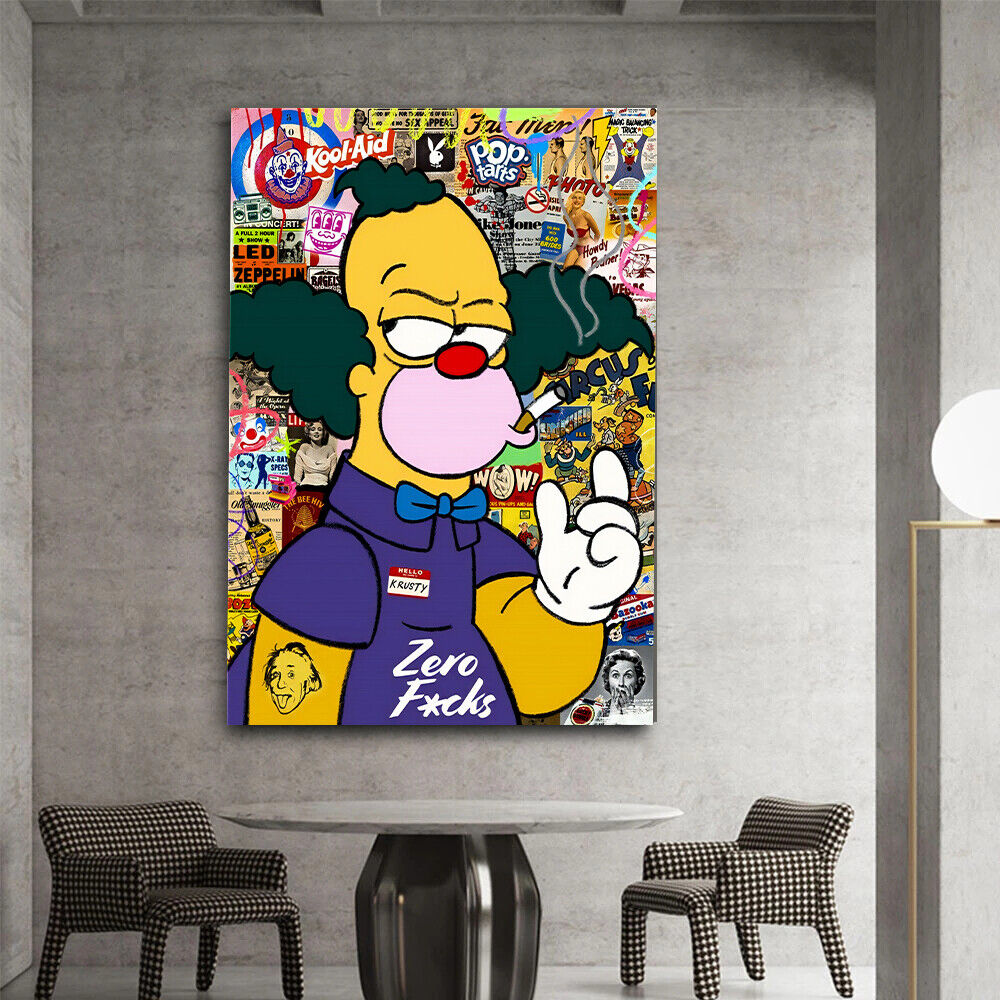 Leinwand Bilder Simpsons Krusty Pop Art Wandbilder -Hochwertiger Kunstdruck B8364