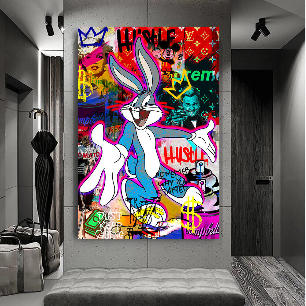 Leinwand Bilder Bugs Bunny Hustle Pop Art Wandbilder -Hochwertiger Kunstdruck B8487