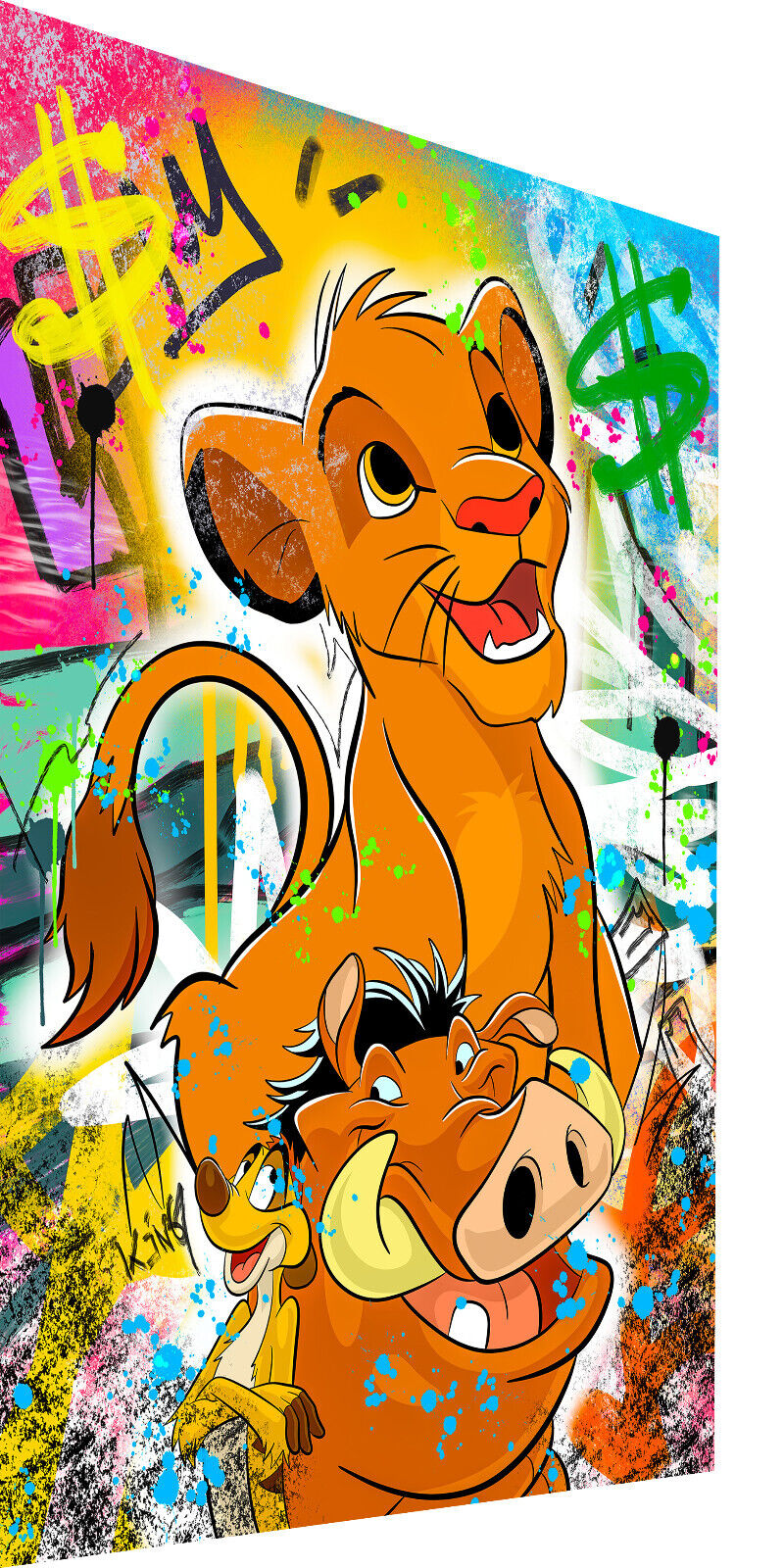 Leinwand Bilder Kun Magic -Hochwertiger PopArt Simba Pumbaa Timon Wandbilder Art Canvas –