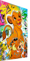 Leinwand Bilder Simba Timon Pumbaa PopArt Wandbilder -Hochwertiger Kunstdruck B8454