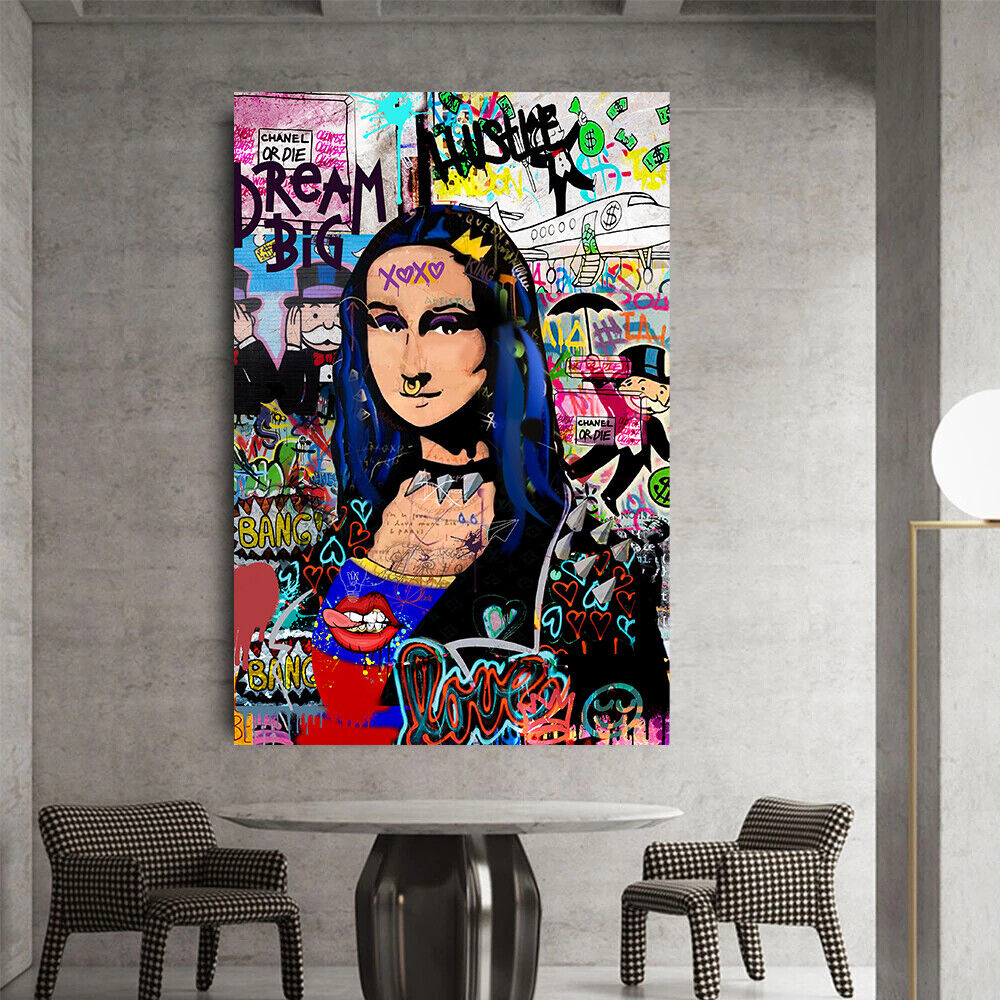 Leinwand Bilder Mona Lisa Graffiti  Pop Art Wandbilder -Hochwertiger Kunstdruck B8488