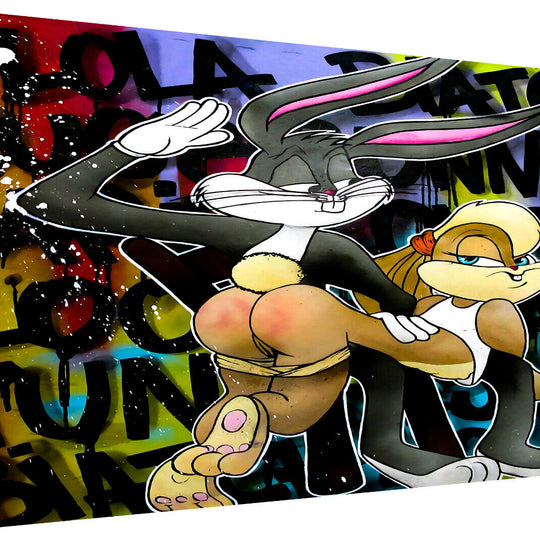 Leinwand Bilder Bugs & Lola Bunny Pop Art Wandbilder -Hochwertiger Kunstdruck B8362