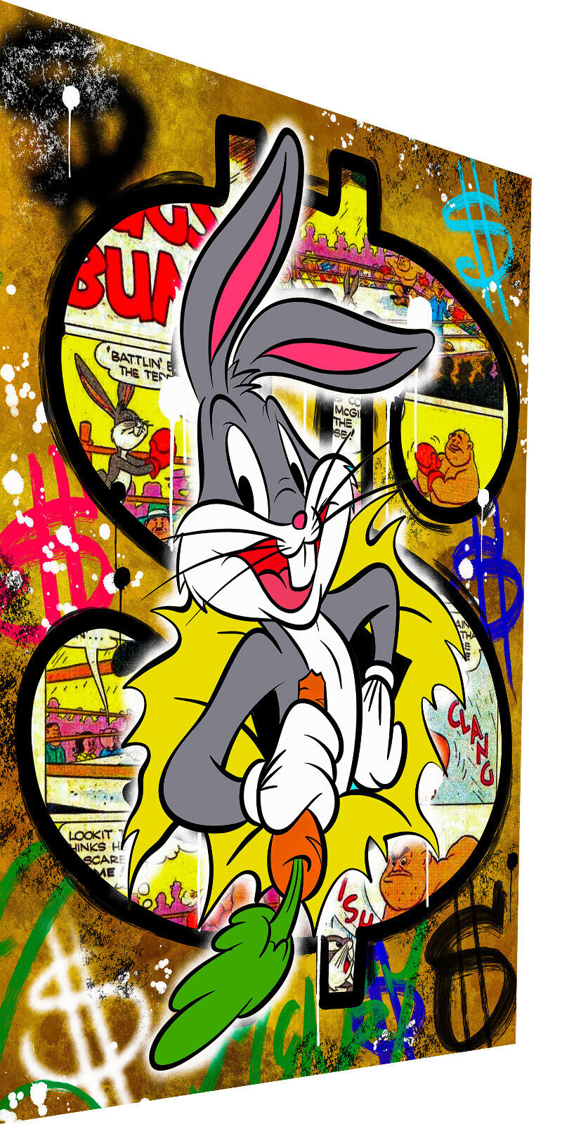 Leinwand Bilder Bugs Bunny Dollar  Pop Art Wandbilder -Hochwertiger Kunstdruck B8478