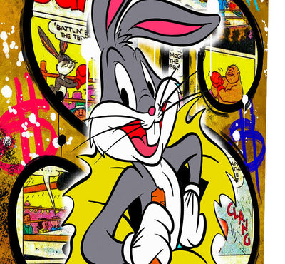 Leinwand Bilder Bugs Bunny Dollar  Pop Art Wandbilder -Hochwertiger Kunstdruck B8478