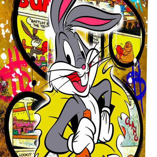 Leinwand Bilder Bugs Bunny Dollar  Pop Art Wandbilder -Hochwertiger Kunstdruck B8478