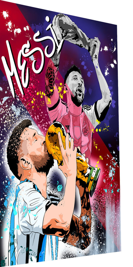 Leinwand Bilder Lionel Messi ChampionPop Art Wandbilder -Hochwertiger Kunstdruck B8425