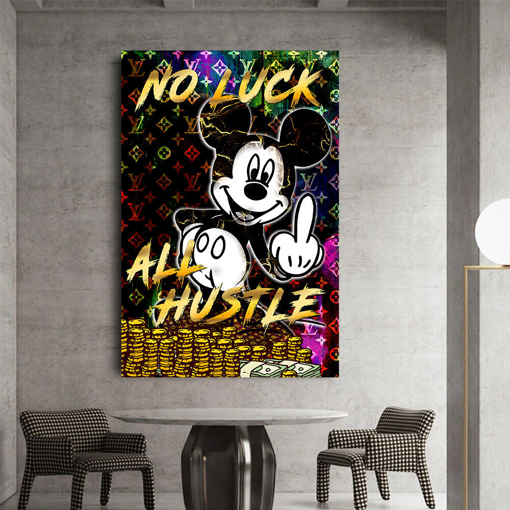 Leinwand Bilder Micky Maus All Hustle Pop Art Wandbilder-HochwertigerKunstdruck B8440