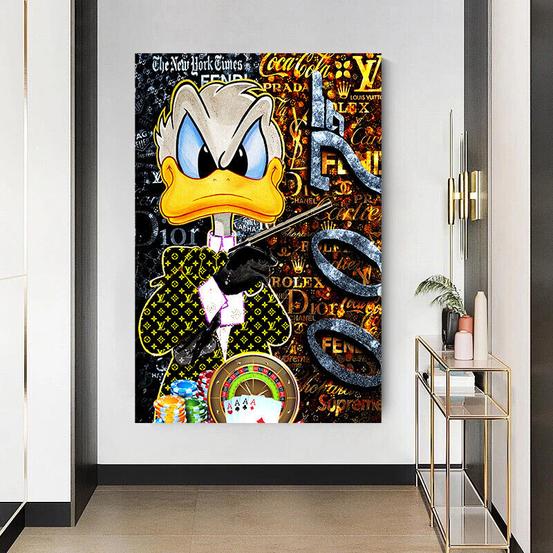 Leinwand Bilder Dagobert Duck 007 Pop Art Wandbilder -Hochwertiger Kunstdruck B8418