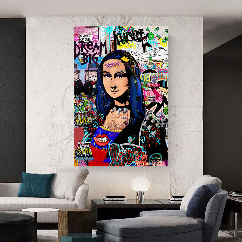 Leinwand Bilder Mona Lisa Graffiti  Pop Art Wandbilder -Hochwertiger Kunstdruck B8488