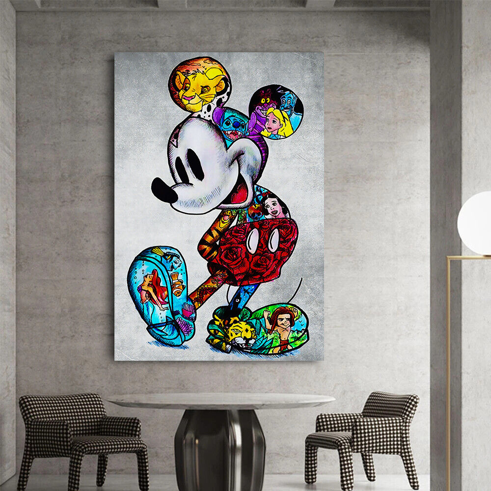 Leinwand Bilder Micky Maus Figuren Pop Art Wandbilder-Hochwertiger Kunstdruck B8336