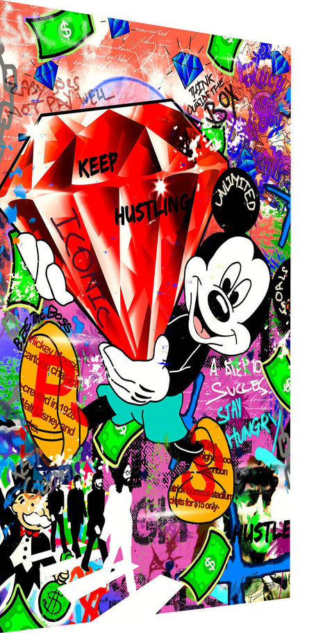 Leinwand Bilder Micky Maus Diamant  Pop Art Wandbilder-Hochwertiger Kunstdruck B8434