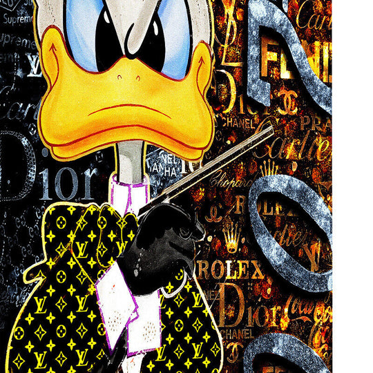 Leinwand Bilder Dagobert Duck 007 Pop Art Wandbilder -Hochwertiger Kunstdruck B8418