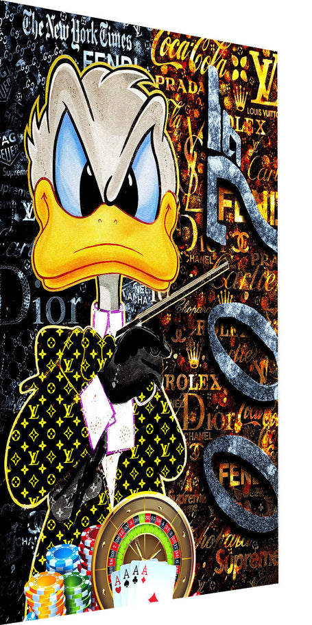 Leinwand Bilder Dagobert Duck 007 Pop Art Wandbilder -Hochwertiger Kunstdruck B8418