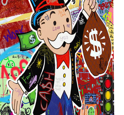 Leinwand Bilder Monopoly Geldsack Pop Art Wandbilder -Hochwertiger Kunstdruck B8489