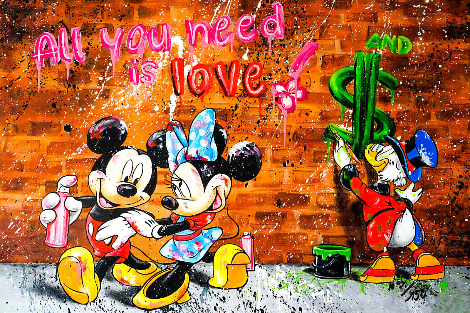 Leinwand Bilder Micky Love Minnie Pop Art Wandbilder-Hochwertiger Kunstdruck B8334