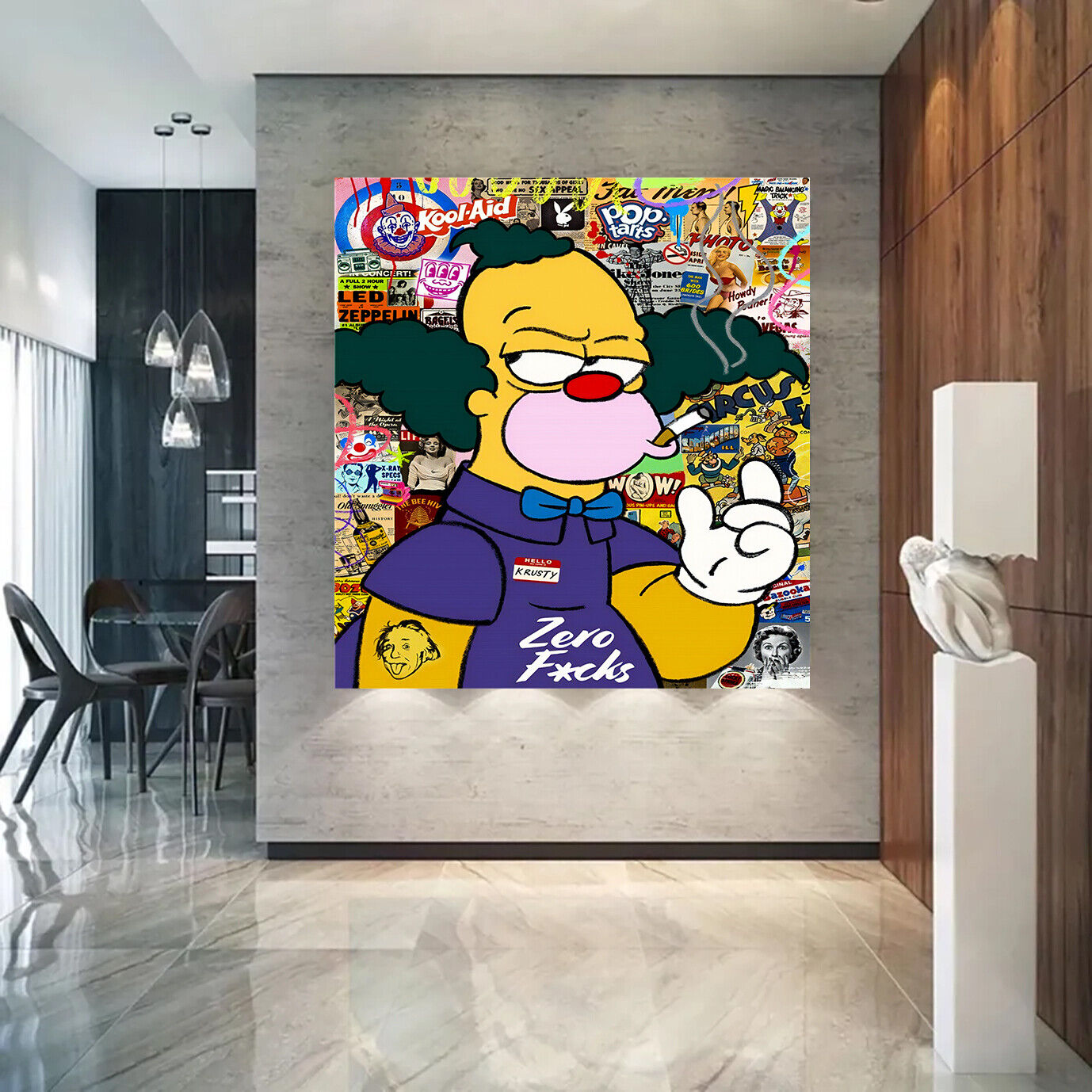 Leinwand Bilder Simpsons Krusty Pop Art Wandbilder -Hochwertiger Kunstdruck B8364