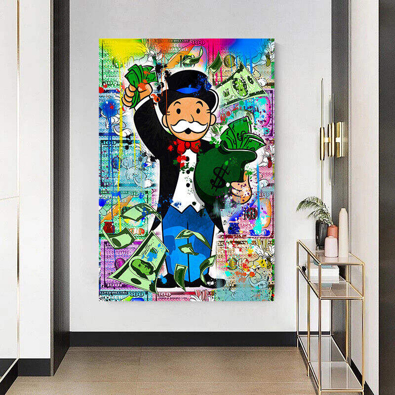 Leinwand Bilder Mr. Monopoly Geld Pop Art Wandbilder -Hochwertiger Kunstdruck B8443