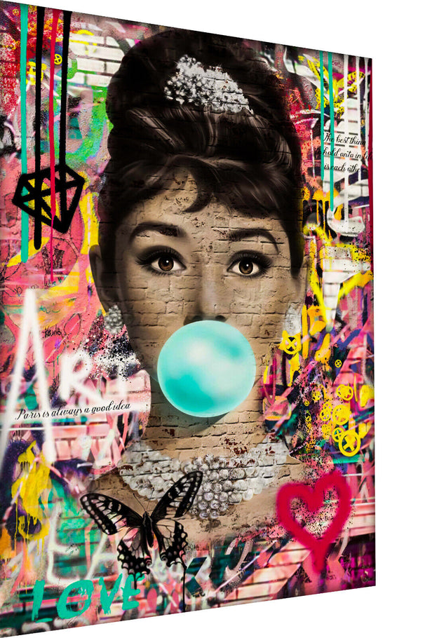 Leinwand Bilder Pop Art Audrey Hepburn  Wandbilder -Hochwertiger Kunstdruck B8344