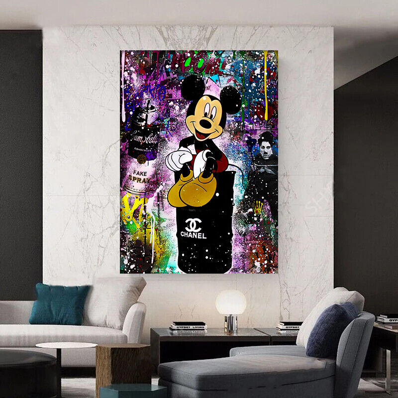 Leinwand Bilder Micky Maus Spraydose Pop Art Wandbilder-Hochwertiger Kunstdruck B8332