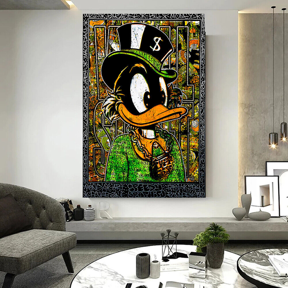 Leinwand Bilder Pop Art  Dagobert Duck  Wandbilder -Hochwertiger Kunstdruck B8341