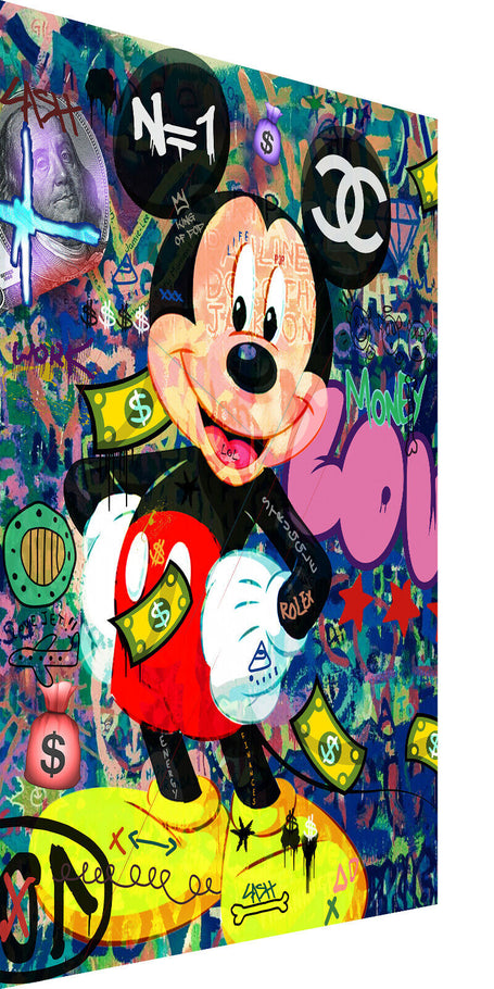 Leinwand Bilder Micky Maus Scheine Pop Art Wandbilder-Hochwertiger Kunstdruck B8436