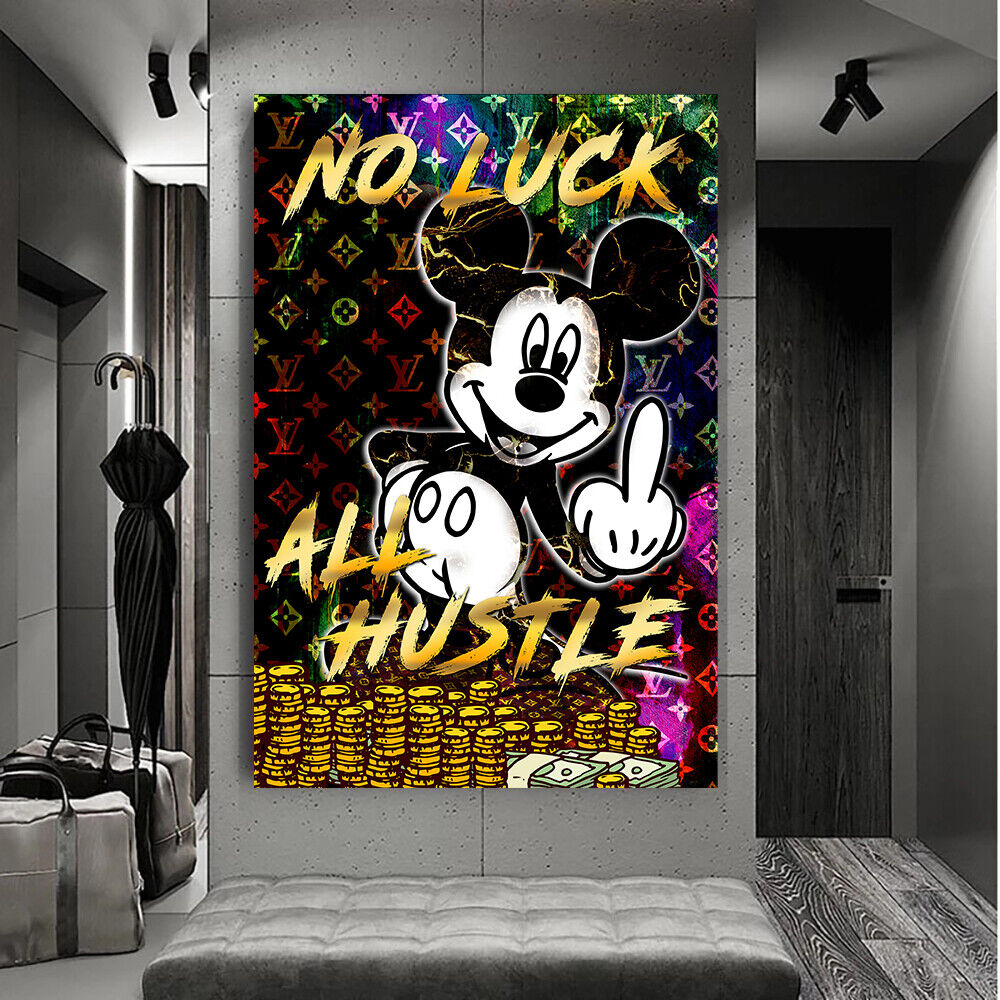 Leinwand Bilder Micky Maus All Hustle Pop Art Wandbilder-HochwertigerKunstdruck B8440