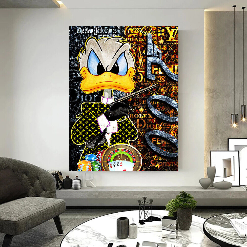 Leinwand Bilder Dagobert Duck 007 Pop Art Wandbilder -Hochwertiger Kunstdruck B8418